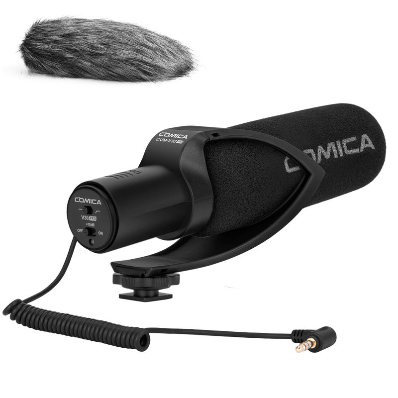 COMICA CVM-V30PRO Professional Super Cardioid Shotgun Microphone with Wind Muff, Camera Microphone for Canon Nikon Sony DSLR Cameras, Camcorders, iPhone Smartphones, etc - Image 1
